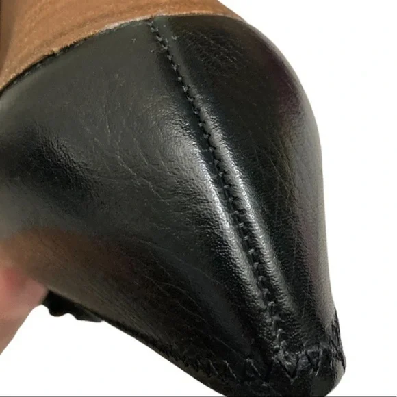 Tory Burch black leather wedge pumps 10